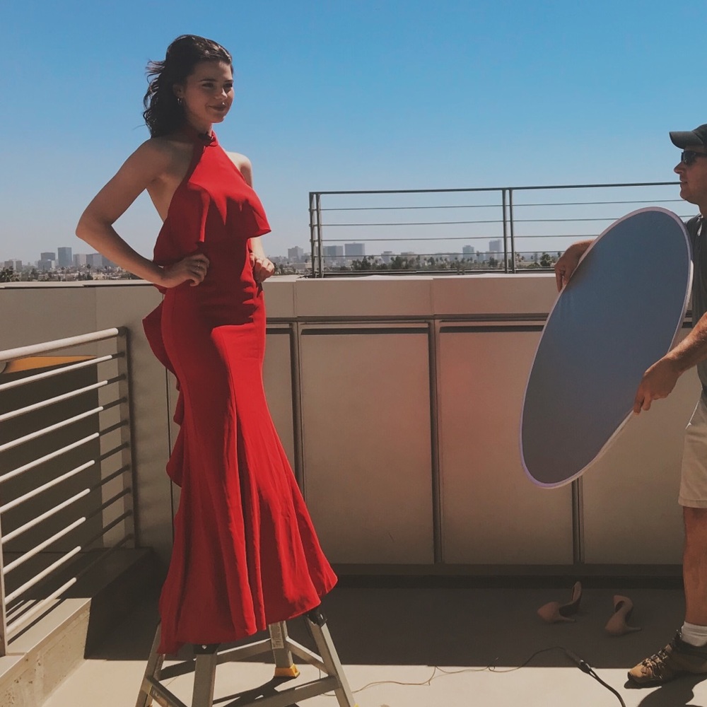 RED evening gown
